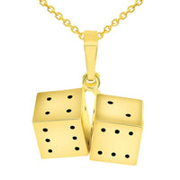 Load image into Gallery viewer, 14k Gold Set of Classic Dice Good Luck Pendant
