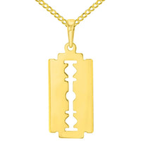Load image into Gallery viewer, 14K Gold Sharp Edged Razor Blade Pendant Necklace

