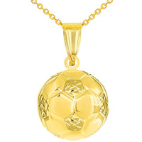 Load image into Gallery viewer, 14k Gold Soccer 3D Ball Charm Futbol Sports Pendant Necklaces
