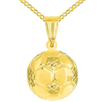 Load image into Gallery viewer, 14k Gold Soccer 3D Ball Charm Futbol Sports Pendant Necklaces
