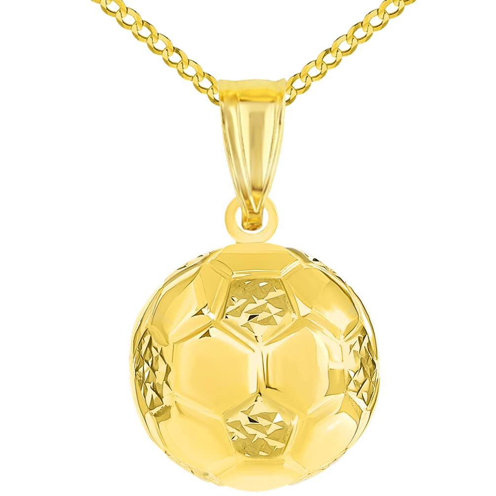 14k Gold Soccer 3D Ball Charm Futbol Sports Pendant Necklaces