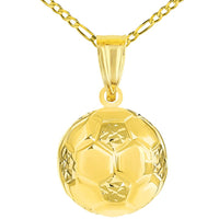 Load image into Gallery viewer, 14k Gold Soccer 3D Ball Charm Futbol Sports Pendant Necklaces
