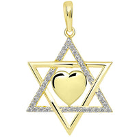 Load image into Gallery viewer, 14k Gold Star of David Heart Pendant Necklace
