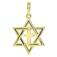 Load image into Gallery viewer, 14k Gold Star of David Religious Cross Pendant

