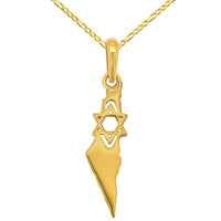 Load image into Gallery viewer, 14k Gold State of Israel with Star of David Pendant Necklace

