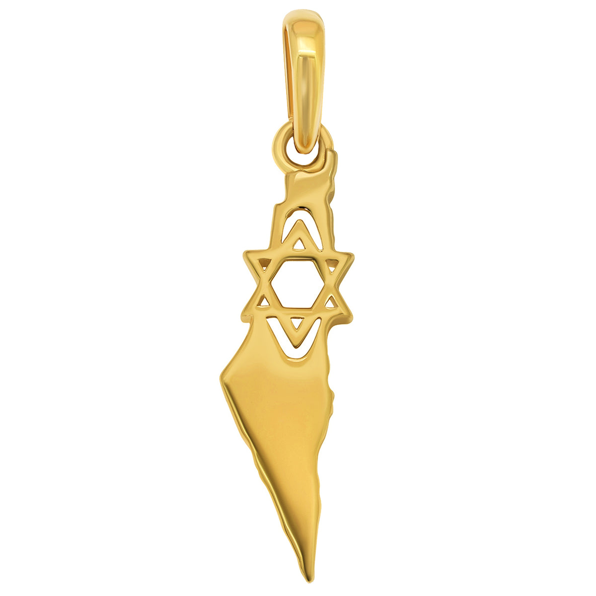 14k Gold State of Israel with Star of David Pendant