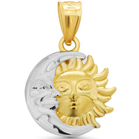 Load image into Gallery viewer, 14k Gold Sun and Crescent Moon Face Pendant
