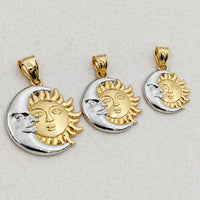 Load image into Gallery viewer, 14k Gold Sun and Crescent Moon Face Pendant
