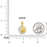 Load image into Gallery viewer, 14k Gold Sun and Crescent Moon Face Pendant
