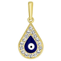 Load image into Gallery viewer, 14k Gold Teardrop Blue Evil Eye Pendant Necklace
