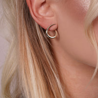 Load image into Gallery viewer, 14K Gold Teardrop Swirl Hoop Stud Earrings
