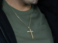 Load image into Gallery viewer, 14k Gold Tubular Slanted-Edge Cross Pendant

