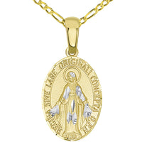 Load image into Gallery viewer, 14k Gold Virgin Mary Miraculous Pendant Necklace
