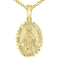 Load image into Gallery viewer, 14k Gold Virgin Mary Miraculous Pendant Necklace
