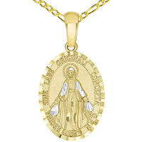 Load image into Gallery viewer, 14k Gold Virgin Mary Miraculous Pendant Necklace
