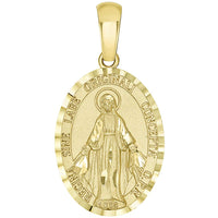 Load image into Gallery viewer, 14k Gold Virgin Mary Miraculous Pendant Necklace
