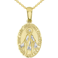 Load image into Gallery viewer, 14k Gold Virgin Mary Miraculous Pendant Necklace
