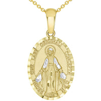 Load image into Gallery viewer, 14k Gold Virgin Mary Miraculous Pendant Necklace
