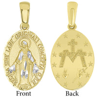 Load image into Gallery viewer, 14k Gold Virgin Mary Miraculous Pendant Necklace
