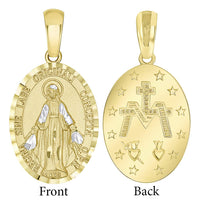 Load image into Gallery viewer, 14k Gold Virgin Mary Miraculous Pendant Necklace

