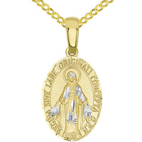 Load image into Gallery viewer, 14k Gold Virgin Mary Miraculous Pendant Necklace
