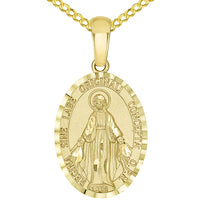 Load image into Gallery viewer, 14k Gold Virgin Mary Miraculous Pendant Necklace
