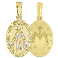 Load image into Gallery viewer, 14k Gold Virgin Mary Miraculous Pendant Necklace
