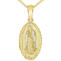 Load image into Gallery viewer, 14k Gold Virgin of Guadalupe Oval Pendant Necklace
