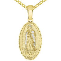 Load image into Gallery viewer, 14k Gold Virgin of Guadalupe Oval Pendant Necklace
