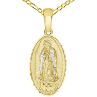 Load image into Gallery viewer, 14k Gold Virgin of Guadalupe Oval Pendant Necklace
