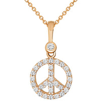 Load image into Gallery viewer, 14k Rose Gold Mini Peace Symbol Pendant Necklace
