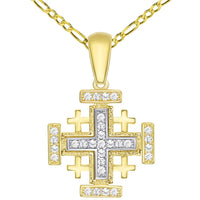 Load image into Gallery viewer, 14k Solid Gold Jerusalem Cross Pendant Necklace
