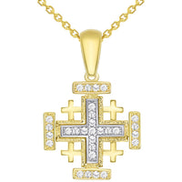 Load image into Gallery viewer, 14k Solid Gold Jerusalem Cross Pendant Necklace
