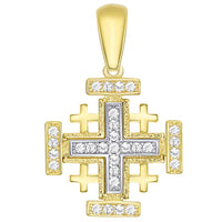Load image into Gallery viewer, 14k Solid Gold Jerusalem Cross Pendant Necklace
