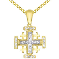 Load image into Gallery viewer, 14k Solid Gold Jerusalem Cross Pendant Necklace
