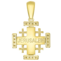 Load image into Gallery viewer, 14k Solid Gold Jerusalem Cross Pendant Necklace
