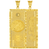 Load image into Gallery viewer, 14k Solid Gold Large 100 Dollar Bill Pendant
