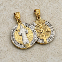 Load image into Gallery viewer, 14k Two-Tone Gold Benedict Medallion Pendant
