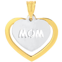 Load image into Gallery viewer, 14K Two-Tone Gold Double Heart with Mom Pendant

