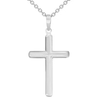 Load image into Gallery viewer, 14k White Gold Plain Cross Pendant Necklace
