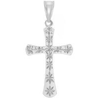 Load image into Gallery viewer, 14k White Gold Textured Star Cut Cross Pendant
