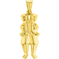 Load image into Gallery viewer, 14k Yellow Gold 3D Gemini Twins Zodiac Pendant
