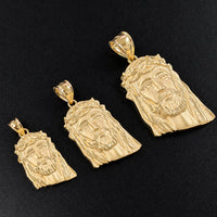 Load image into Gallery viewer, 14k Yellow Gold Classic Jesus Head Pendant
