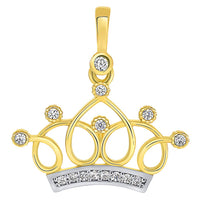 Load image into Gallery viewer, 14k Yellow Gold Elegant Princess Crown Pendant

