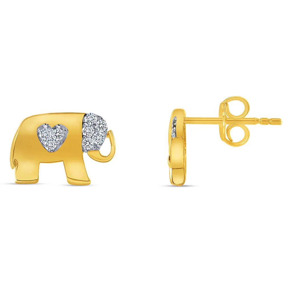 14k Yellow Gold Elephant Stud Earrings