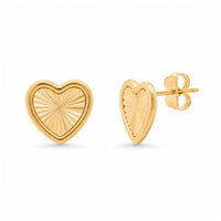 Load image into Gallery viewer, 14k Yellow Gold Heart Sunburst Stud Earrings
