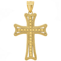 Load image into Gallery viewer, 14K Yellow Gold Milgrain Outline Cross Pendant
