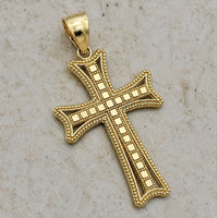 Load image into Gallery viewer, 14K Yellow Gold Milgrain Outline Cross Pendant
