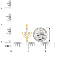 Load image into Gallery viewer, 14k Yellow Gold Mini 7-Branched Menorah Pendant

