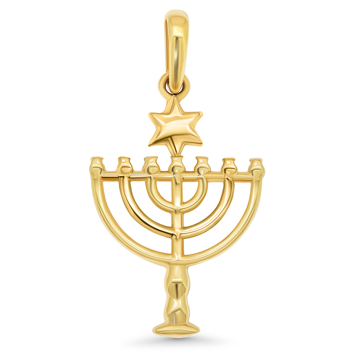 14k Yellow Gold Mini 7-Branched Menorah Pendant